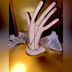 Handmade, One Of A Kind, Silver Tone Chain Ring/ Bracelet